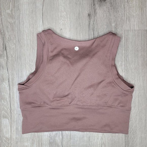 90 degrees lightly padded crop work out sport bra brown blush size Large - Picture 2 of 3